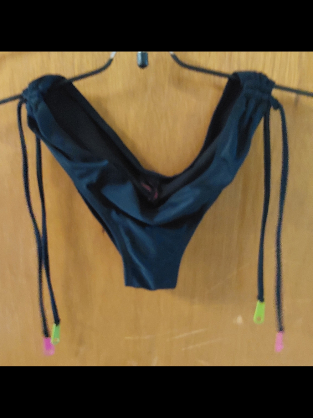 Black Bikini Bottom with Side Tie Accents